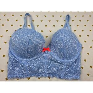 Victorias Secret  blue bustier bra top tank dream angels demi 34B balconette